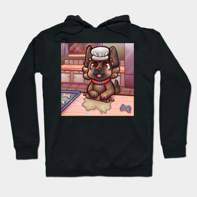 Cute puppy baking biscuits Hoodie by OrangeRamphasto